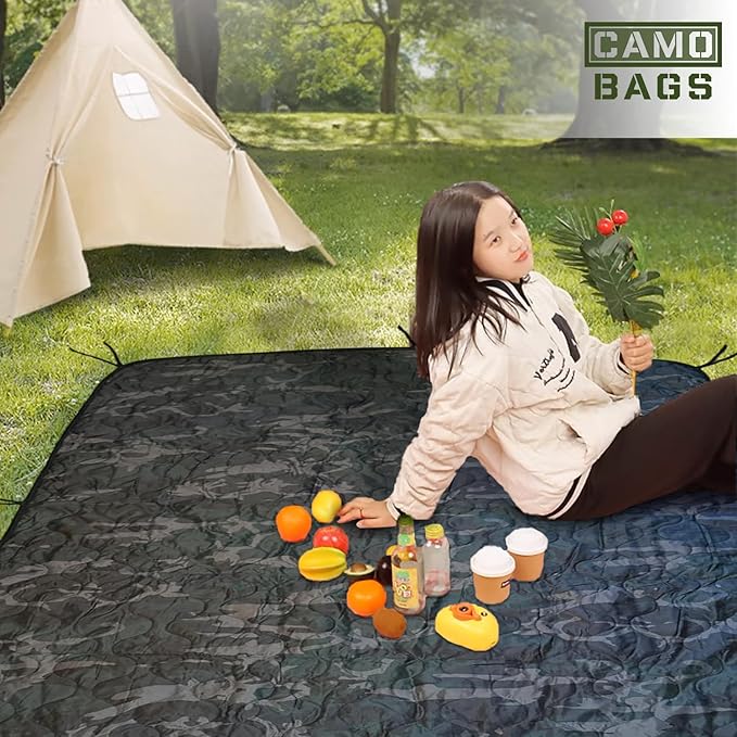 Camo Military Woobie Style Blanket- Waterproof Blankets with Adjustable Straps- 8 Pair Tie Cords military blanket with Reinforced Stitching- Ultralight RIBSTOP Travel Blanket for Camping &amp Outdoor