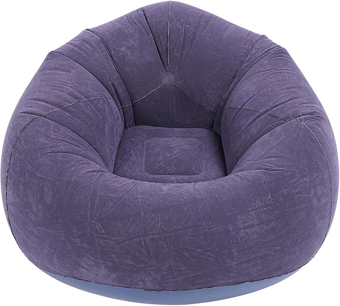 Inflatable Lounge Chair Premium PVC Material with Soft Flocking 80kg Capacity Compact Foldable for Living Room Bedroom Office Camping Travel (Dark Blue)