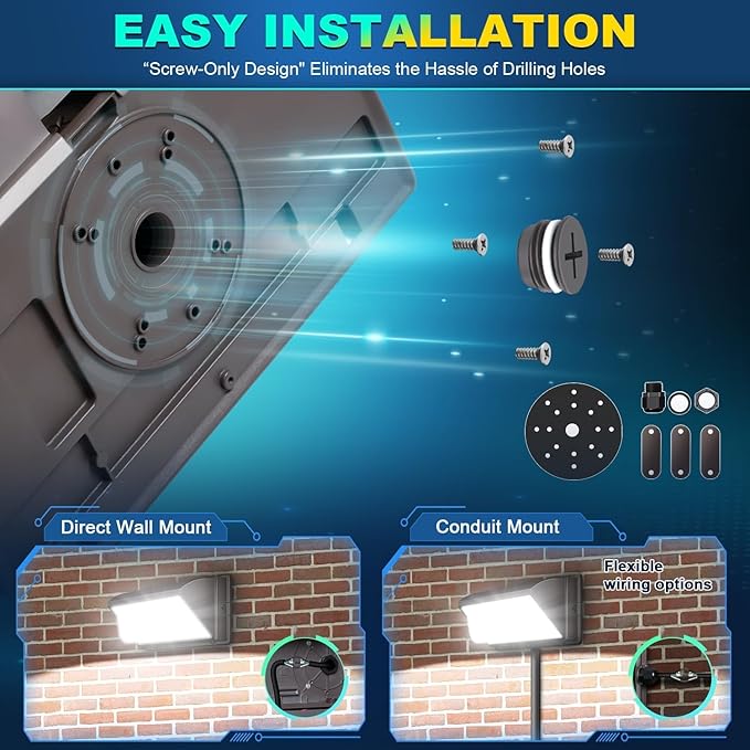 ledmo LED 120W Wall Pack Light with Photocell 15840LM 5000K Dusk to Dawn Outdoor Commercial Security Lighting IP65 Waterproof Outdoor Wall Lights