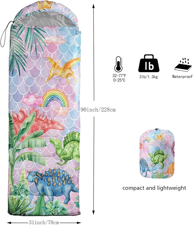 Kids Sleeping Bag for Boys GirlsCheckerboard Cat Print-Lightweight Warm Portable Outdoor Indoor-Waterproof Cold Weather Resistant Sleeping Bag for Camping Hiking