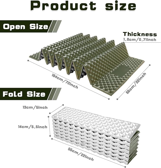 Closed Cell Foam Sleeping PadFolding Sleeping Pad BackpackingMoisture-Proof Foldable Sleeping Pad LightweightSleeping Mat for Camping Hiking Backpacking Car Camping Mats