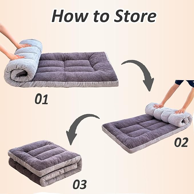 Thick Camping Sleeping Pad - Lamb Fluff Camping Cot Pads for Adult Soft Sleeping Mat Non-Slip Camping Mattress Pad for Car Tent