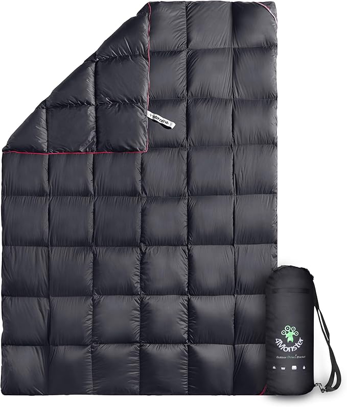 4Monster Down Camping Blanket - Outdoor Travel Quilt Puffy 650 Fill Packable LightweightWind &amp Waterproof | Ideal for Stadium BackpackingPicnics Beach and Hiking