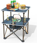 Folding Beach Table Camping Table for Sand with Insulated Cooler Storage &amp 4 Cup Holders Portable Pop Up Picnic Table Lightweight Side Table for Outdoor