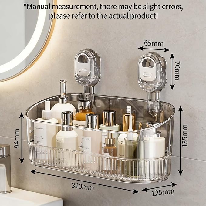 No Drill Bathroom Drain Rack 2026 New No-Drill Bathroom Suction Storage Box – Large Capacity &amp Strong Load-Bearing With Drain Holes For Shower Kitchen Organizer (Gold 2pc)