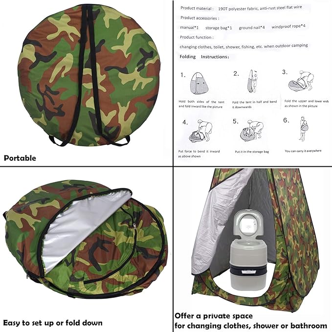 XKMT- Beach Portable Pop Up Changing Tent/Outdoor Privacy Tent/Camping Toilet Tent/Window Rain Shelter/Foldable With Carry Bag [P/N: ET-OUTDOOR005-CAMOU]