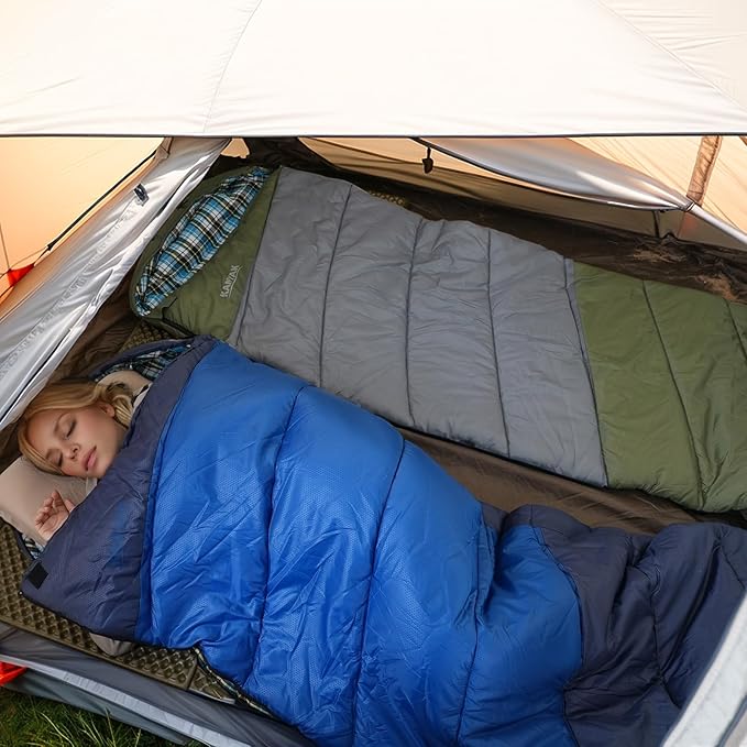 Cotton Flannel Lined Sleeping Bag for Adults Teens Kids Cold Weather &amp Warm 3 Seasons Lightweight Compact Camping Essentials Equipment Hiking Outdoor Travel