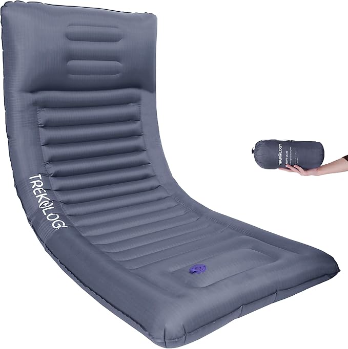 TREKOLOGY Sleeping Pad for Camping - Infaltable Mat – 73.2x 29.9 Premium with Built‑in Pump Neck‑Support Pillow Thick 4.9 Height – Ultralight Sleep Pad for Tent Backpacking &amp Travel
