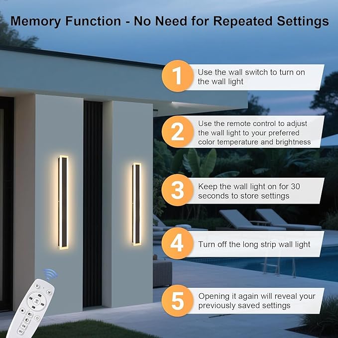 70.9In Outdoor Wall Sconces Black Modern Exterior Wall Light Fixtures for House 3CCT Dimmable LED Long Outside Wall Light for Garage Patio Porch Doorway Stairway