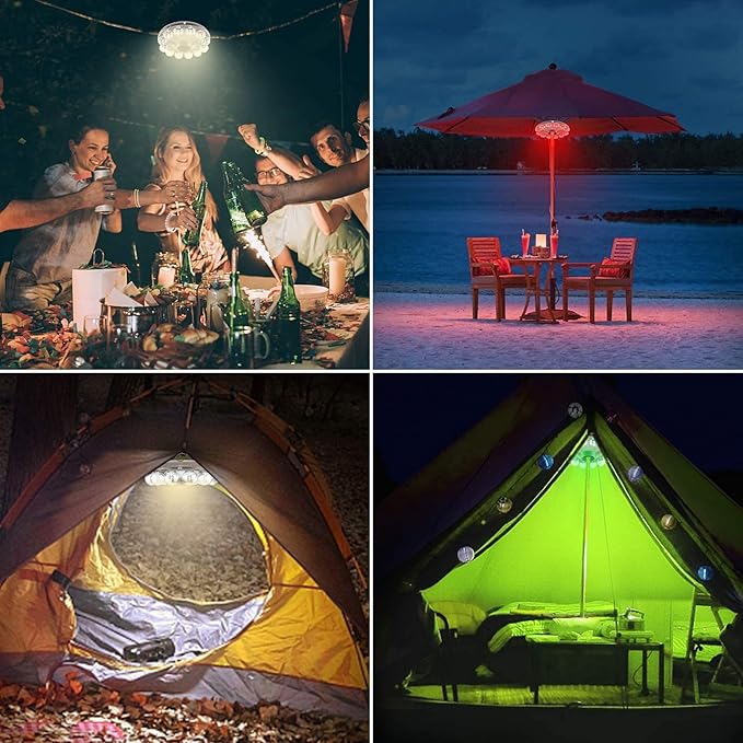LUXSWAY Umbrella Lights Battery Operated12 Color Changing Outdoor Patio Umbrella Light for Pole with 80Ft Remote12 Clear Bulb 48 LEDs4 Modes4 Timer OptionUmbrella Hanging Light for CampingBBQ