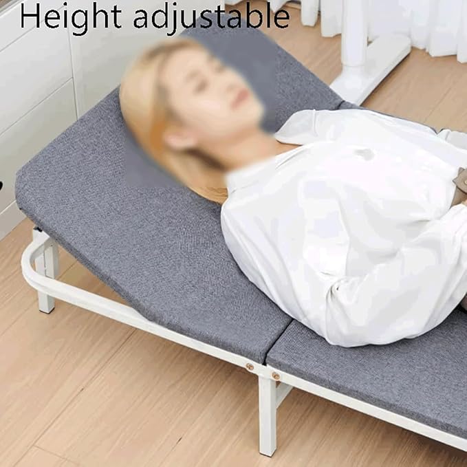 Four-fold Design Camping Cot with 360° Universal Wheels Portable Folding Bed for Sleeping 6-Level Adjustable Folding Cot