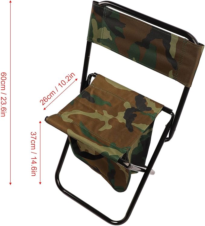 EVTSCAN Camping Chair Steel Pipe Oxford Cloth Portable Folding Chair Stool with Bag for Fishing Picnic Beach Camouflage