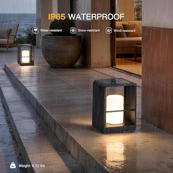11 Tall Solar Lanterns 3000K LED Outdoor Table Lamp Waterproof Modern Solar Floor Lamp Landscape Outdoor Lights Solar Powered Lantern Dusk to Dawn Patio Light for Yard Deck Path Garden Pool