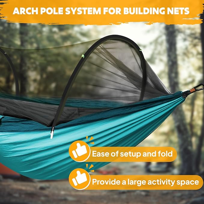 Chihee Ultra-Light Travel Camping Hammock Pop-up Net Hammock 660lbs Load CapacityBreathableQuick-Drying Parachute Nylon 2 Premium Carabiners2 Tree Slings Included for Outdoor Backpacking Hiking