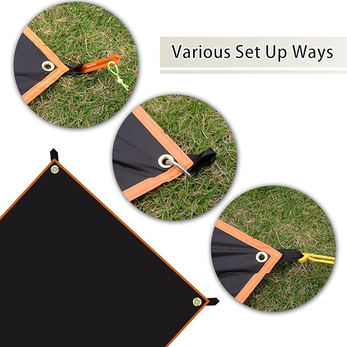 GEERTOP Ultralight Tent Footprint Waterproof Black Tent Tarp Ground Sheet Mat for Under Tent Camping Backpacking Hiking Picnic