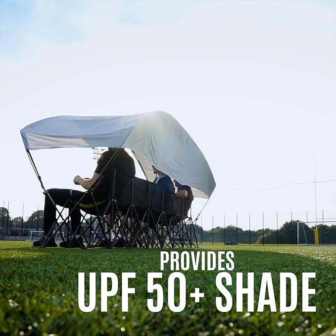 QUICKPLAY PRO Portable Folding Soccer Team Bench with Canopy Shelter | Heavy-Duty Fast Set-Up Weatherproof Sideline Seating | 4 6 and 9 Seat Options for Sports Camping &amp Outdoor Activities