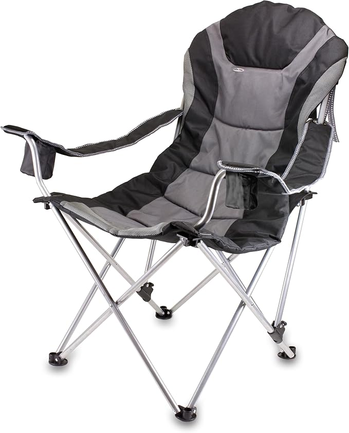 PICNIC TIME NHL Minnesota Wild Reclining Camp Chair Beach Chair for Adults Sports Chair with Carry Bag (Black with Gray Accents)