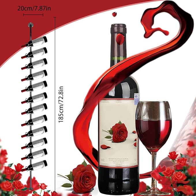 5 Pack 60 Bottles Wall Mount Bottle Display Holder Black Metal DIY Detachable Bottle Display Shelf for Commercial Restaurants Pantry