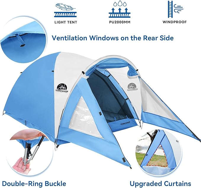 Camping Tent 2 Person with Porch Lightweight Backpacking Tent 2 Person Easy Setup Waterproof Two Person Camping Gear for Outdoor Hiking Hunting Mountaineering by Underwood Aggregator