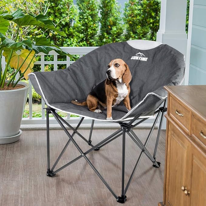 OUTDOOR LIVING SUNTIME Sofa Chair Oversize Padded Moon Leisure Portable Stable Comfortable Folding Chair for Camping Hiking Carry Bag…