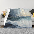 Seagulls Flying Low 50x40 Printed Soft Fleece Blanket for Sofa Bed and Camping - Cozy Blanket for Travel Picnics Nighttime Use