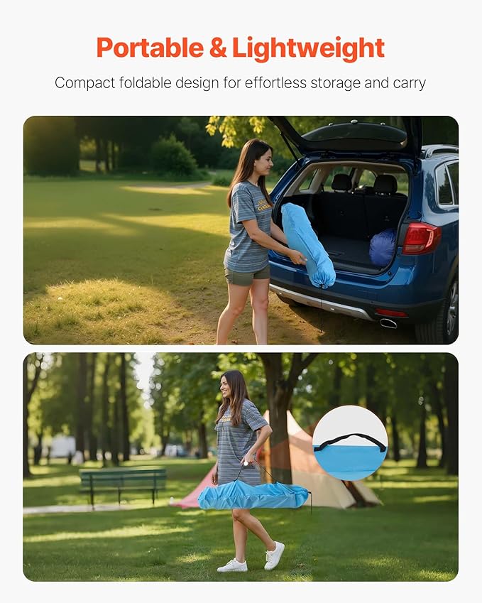 VEVOR Folding Camping Table Portable Outdoor Lightweight Picnic Table 600D Oxford Fabric Waterproof Canvas Travel Beach Tables with 4 Cup Holders Carry Bag for Tailgating Camping Picnic Blue