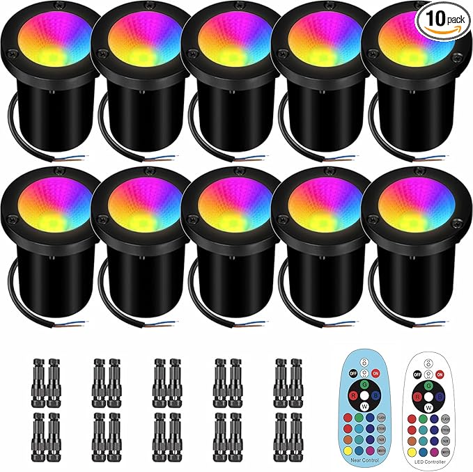 Landscape Lighting - Low Voltage Landscape Lighting 10W RGB Landscape Lights with Color Changing 12V-24V Waterproof Outdoor In-Ground Lights for Yard Garden (10)