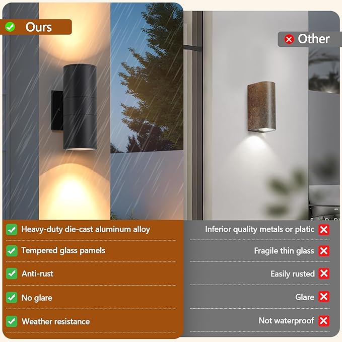 4 Pack Modern Exterior Light Fixtures Outdoor Wall Light Porch LightModern Exterior Lamp Fixture Anti-Rust Outside Sconce for Front HouseBlack Up and Down Lights Outdoor.