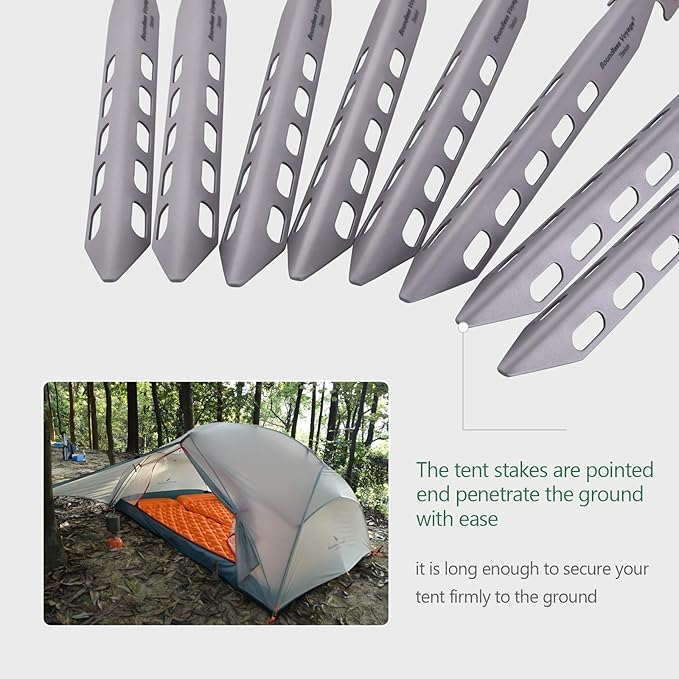 Boundless Voyage 8pcs/lot Titanium Tent Pegs 20CM Ultralight Camping V-Shaped Tent Stakes Outdoor Canopy Nails Pegs Hardware Ti4011P