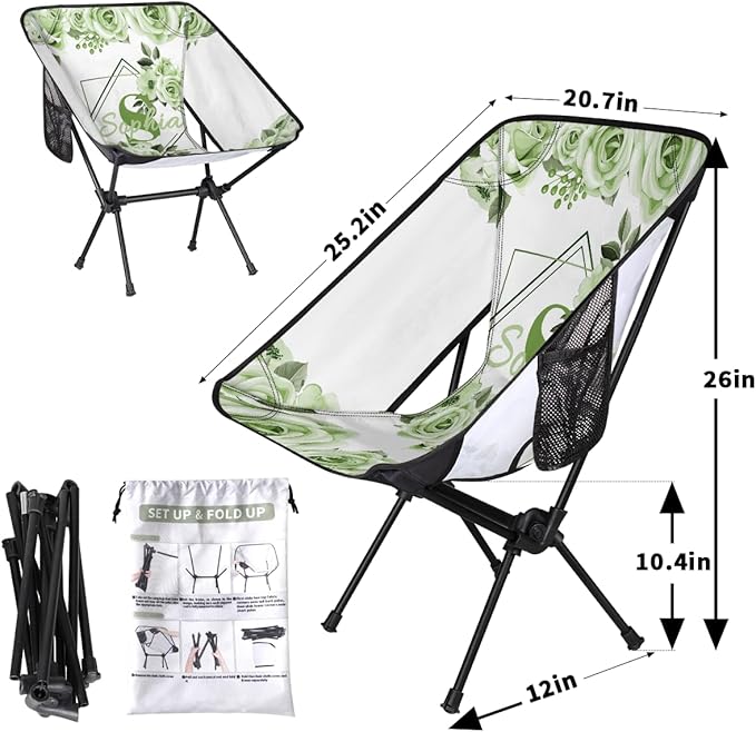 Camping Chair Personalized Backpacking Chair Lightweight Portable Folding Customized Name Chairs for Beach Sport Hiking (Olive Green)