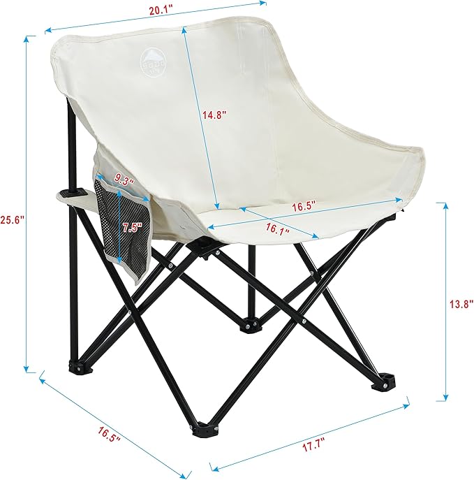 Lightweight Folding Camping Chairs with Carry Bag Portable Outdoor Chairs for Fishing Hiking Travel Picnic Backyard Cream White 2 Pack