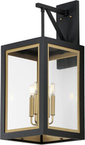 Maxim Lighting 30056CLBKGLD I Neoclass Collection 29 Inch Four Light Outdoor Wall Sconce I Black &amp Gold Finish I Modern Contemporary Light Fixture I