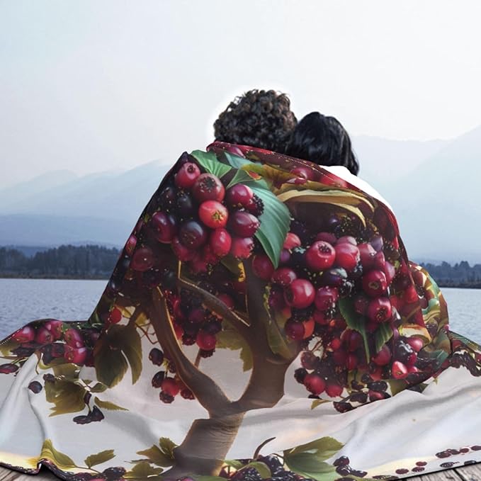 Huge Mulberries Soft Fleece Blanket 60 * 50 inch Soft Sofa Blanket Suitable for Sofa Camping Travel Night Cover Blanket