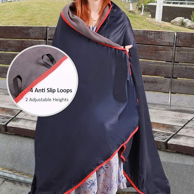 REDCAMP Large Waterproof Stadium Blanket for Cold Weather Soft Warm Fleece Camping Blanket Windproof for Outdoor Sports Dark Blue