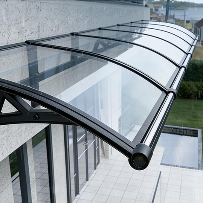 Awning for Door Entrance Aluminum Bracket Polycarbonate Board Exterior Awnings 60x220cm/24x87in 100x160cm/39x63in for Sun Shutter Rain Snow Protection(60x240cm/24x95in)