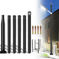 20Ft Tall Street Light Pole - Outdoor Metal Split Heavy Duty Street Lamp Post for Outside Large Solar Street Lights with Mounting Rebar Cage Base Accessory for Parking Backyard Patio Yard