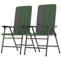Outsunny Folding Patio Chairs Set of 2 Padded High Back Folding Lawn Chairs with Armrests 600D Oxford Fabric Portable Outdoor Camping Chair Set for Deck Garden Backyard Dark Green