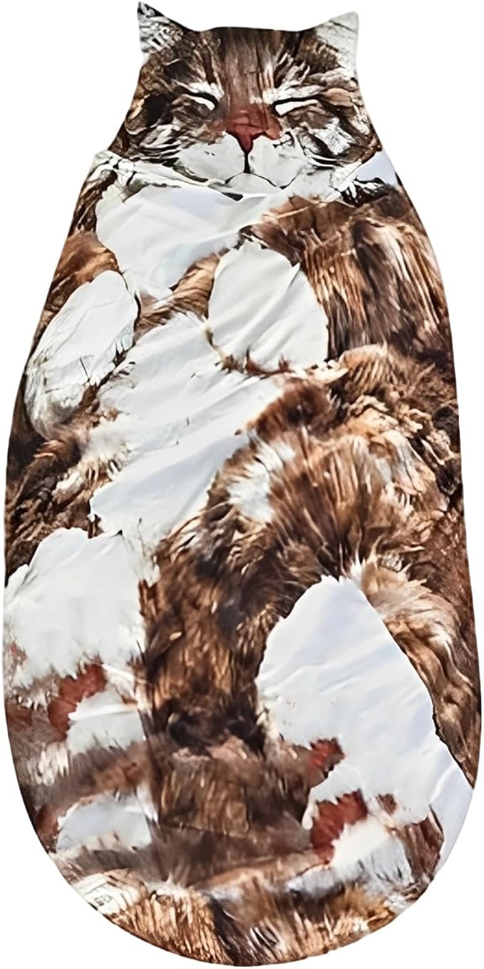 Fluffy Cat Sleeping Bag for Adults Washable Warm Plush Cat Envelope Sleeping Bag for Camping Sleepovers Home Lounging69×32in