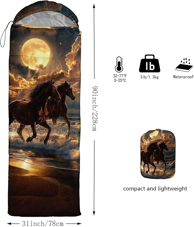 AILONEN Cartoon Camping Sleeping Bag for Boys Girls AdultsLightweight &amp Waterproof3 Season Warm &amp Cold WeatherPortablePrinted Sleeping BagTravelingCampingHiking