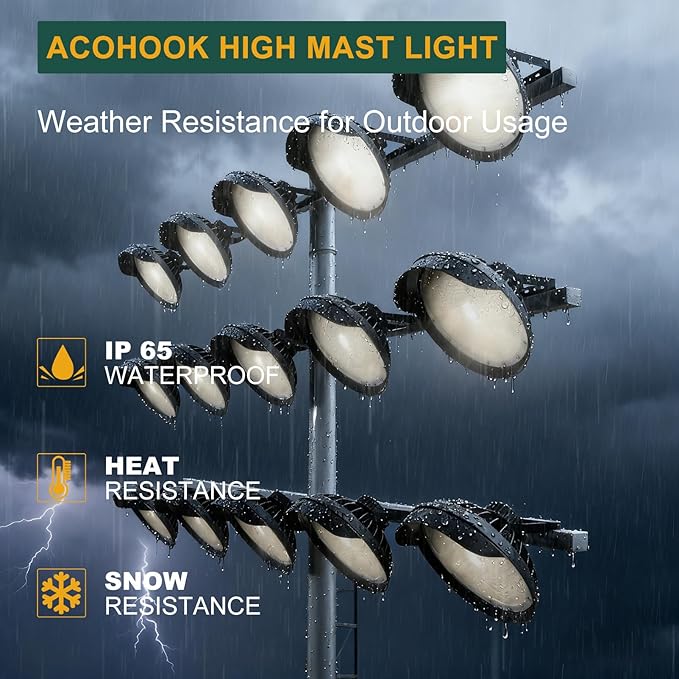 350W LED Stadium Lights Outdoor LED High Mast Light 52500LM AC100-277V IP65 Waterproof 5000K Daylight Commercial Arena Flood Lighting for Sports Fields and Court -2Pack