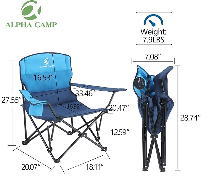 ALPHA CAMP Low Profile Camping Chair Portable Lawn Chairs Folding Support 300 LBS Collapsible Chair