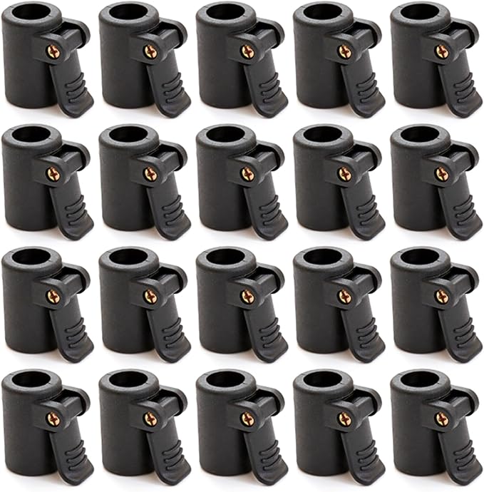 Camping Gear Tent Poles Connector Tent Accessories Light Weight for Outdoor Camping Tent Awning Poles Black 20Pcs