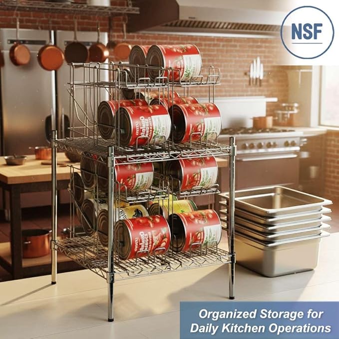 24 x 36 x 34 Commercial Wire Shelf Kit with FIFO Can Racks NSF Shelving for Food Storage