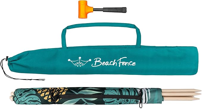 Premium 20 ft Beach Windscreen Privacy Screen Wind Blocker - Pineapple Oasis Free Rubber Mallet and Carry Bag Included