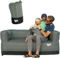 Slouch Couch | Air Sofa with Built-in Pump Hidden Cup Holders Storage Pockets | Durable Blow Up Couch with High-Performance Fabric for Camping Beach Home &amp Outdoors (Happy Camper)