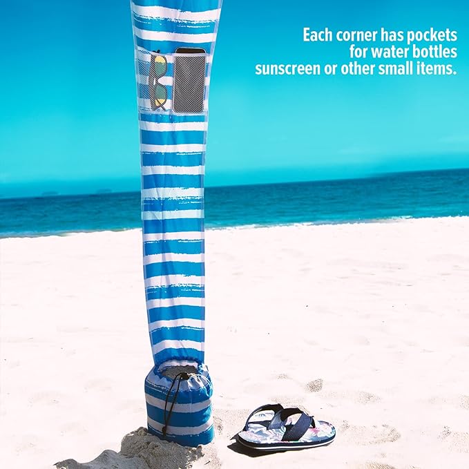 Qipi Beach Cabana - Easy to Set Up Canopy Waterproof Portable 6' x 6' Beach Shelter Included Side Wall Shade with UPF 50+ UV Protection Ultimate Sun Umbrella - for Kids Family &amp Friends