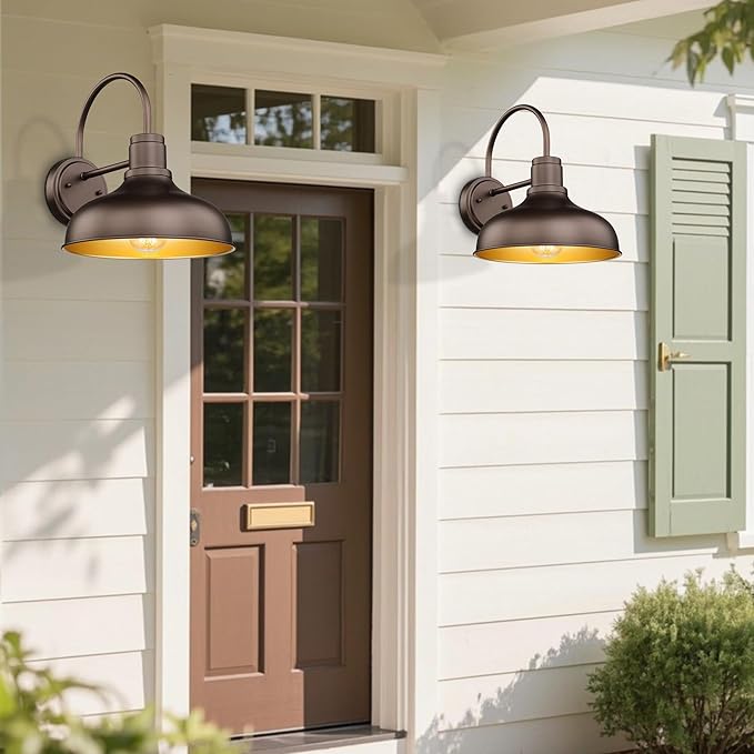 ALLGOT Outdoor Farmhouse Barn Lights Exterior Wall Mount Lights Vintage Wall Lighting Fixture Industrial Outdoor Sconce Lighting for Garage Front Door Porch Patio(Oil Rubbed Bronze 3 Pack)