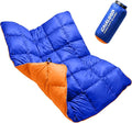 Down Puffy Blanket for Car Camping Outdoor Travel Backpacking Duck Down Lightweight Portable Soft Warm Cozy Camping Blanket Quilt 53x78 Lake Blue