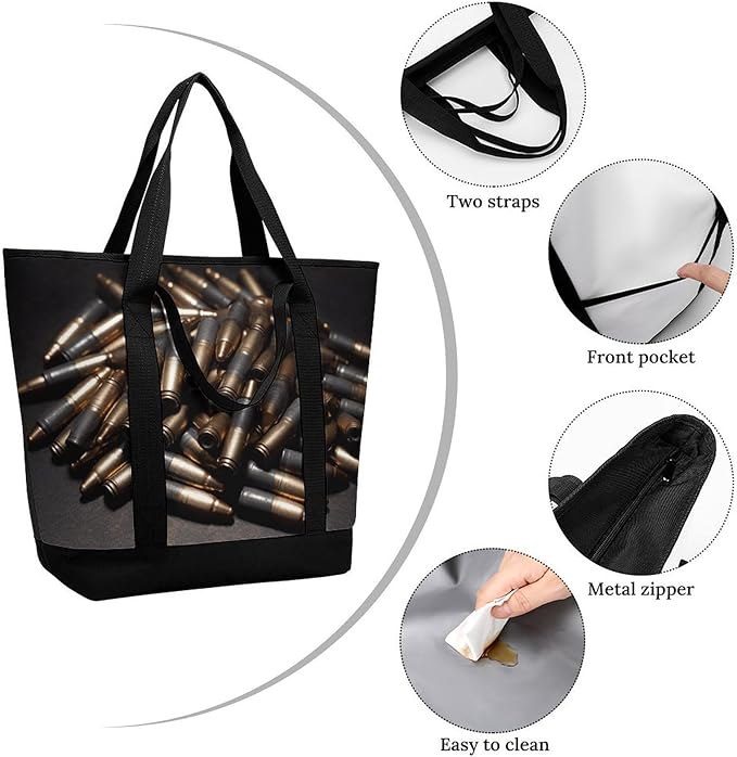 Insulated Shopping BagLarge Reusable Cooler Bags Bullet Printed Foldable Shopping BagTravel Waterproof Shoulder Bag