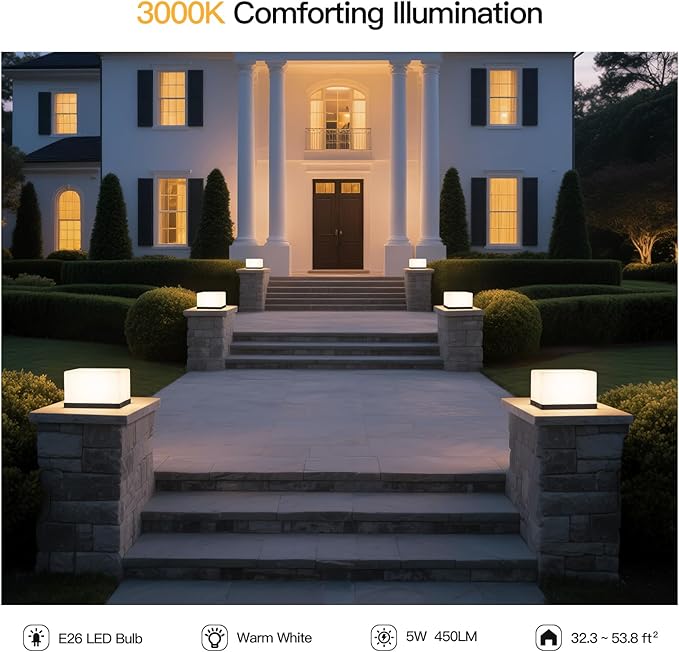 Modern Outdoor Post Lights Hard Wired 9.84 Outdoor Column Lights IP54 Waterproof Pillar Light Outside 3000K Outside Lamp Post Light Column Lighting for Deck Gate Yard Patio Entrance Fence